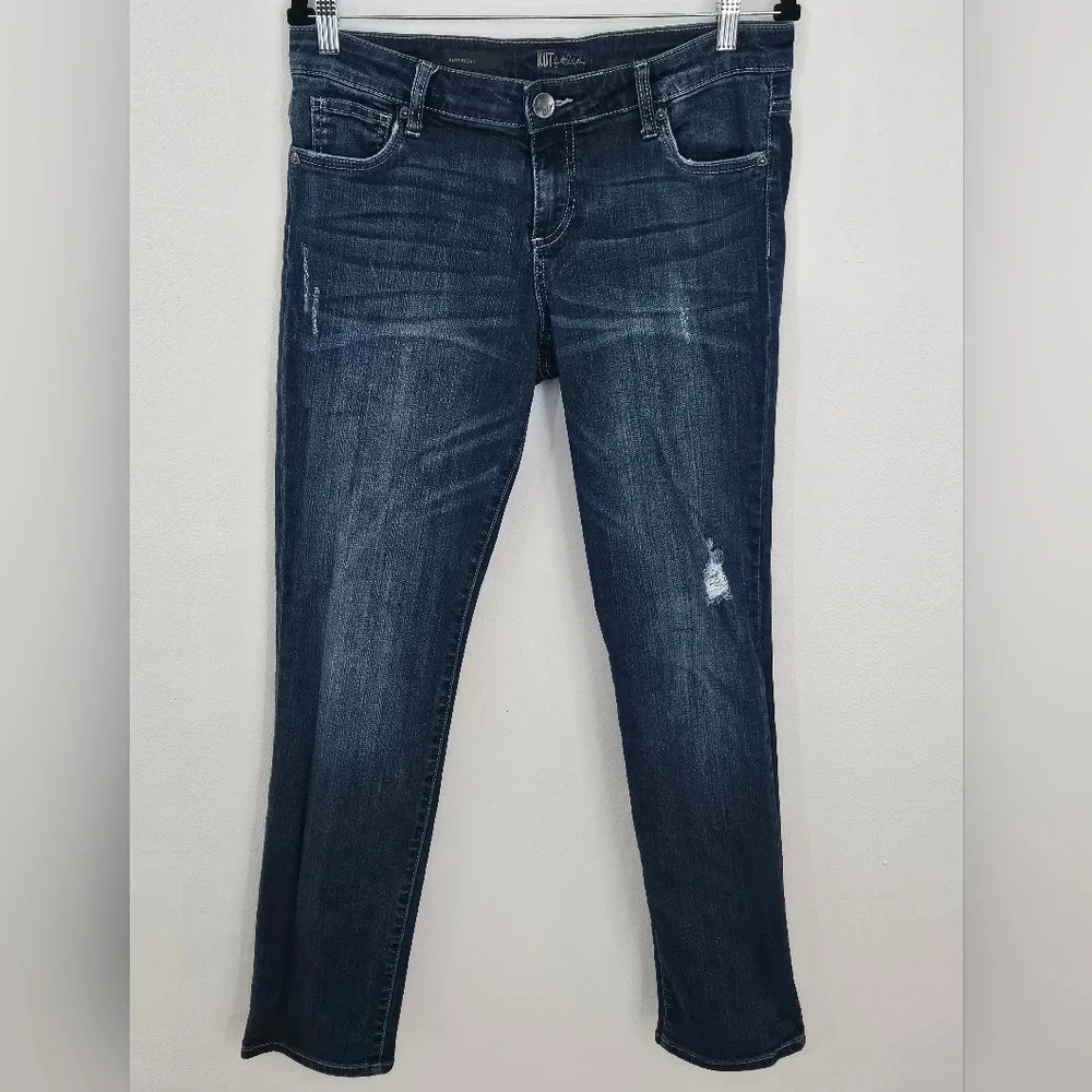 Kut from the kloth boyfriend mid rise straight‎ leg jeans dark wash size 8